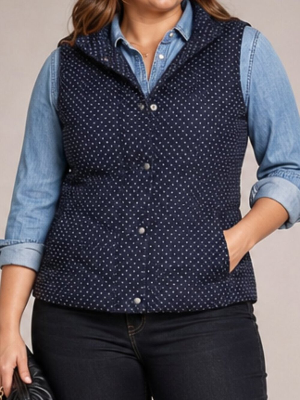 Gap Preppy Blue/white Puffy Puffer Polka Dot Quilted Sleeveless Vest XS